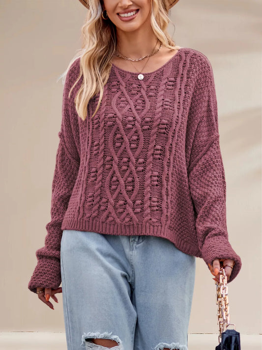 Women's Textured Knit Round Neck Sweater — women's knitwear Australia