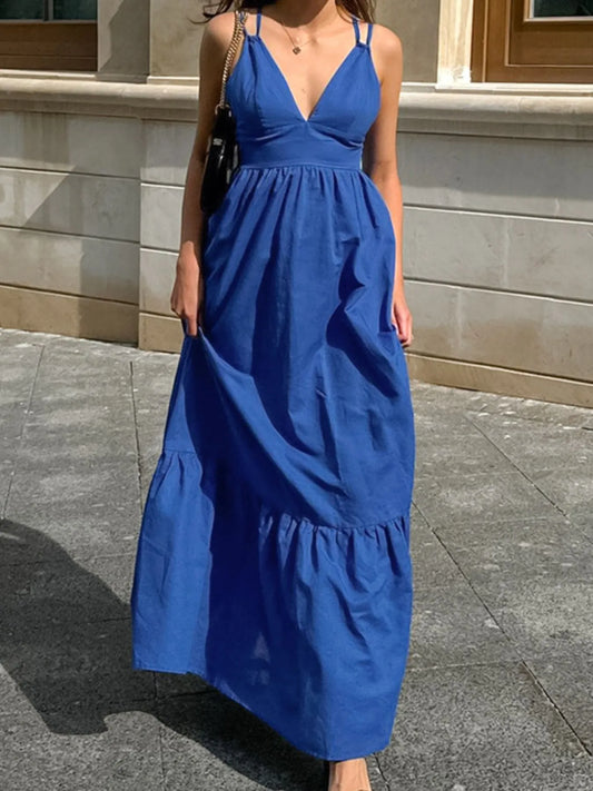 V-Neck Tiered Maxi Cami Dress — women's maxi dress Australia