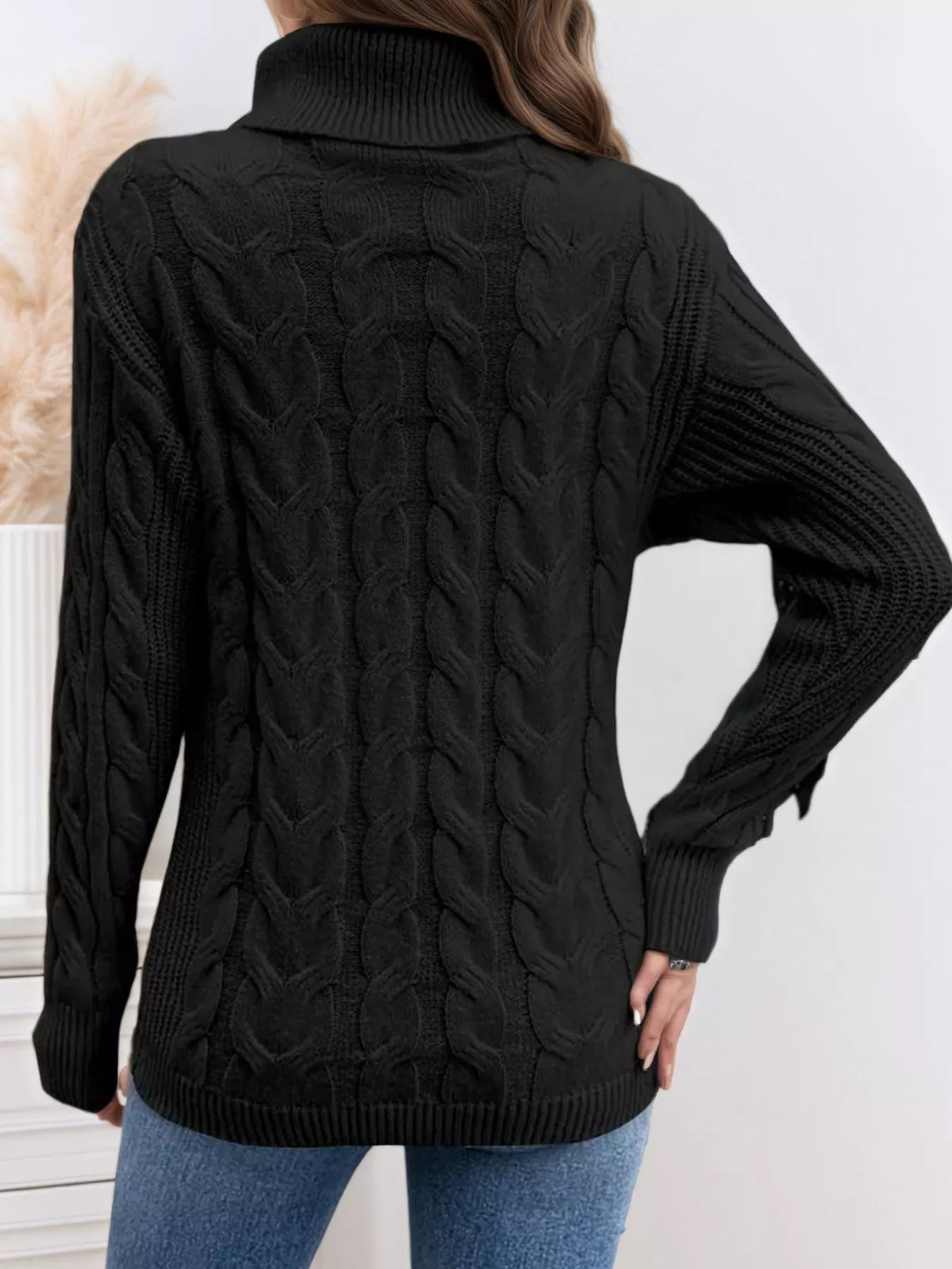 Women's Cable Knit Turtleneck Long Sleeve Sweater — women's knit sweater Australia