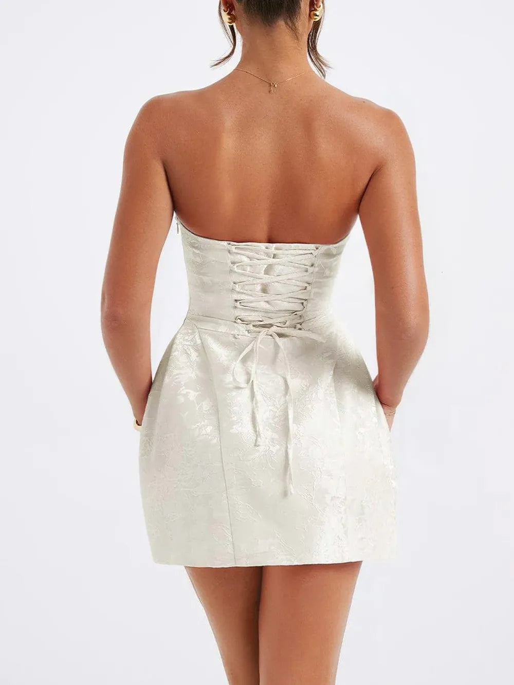Women's Lace-Up Sleeveless Satin Mini Dress with Bow — Chic and Unique AU