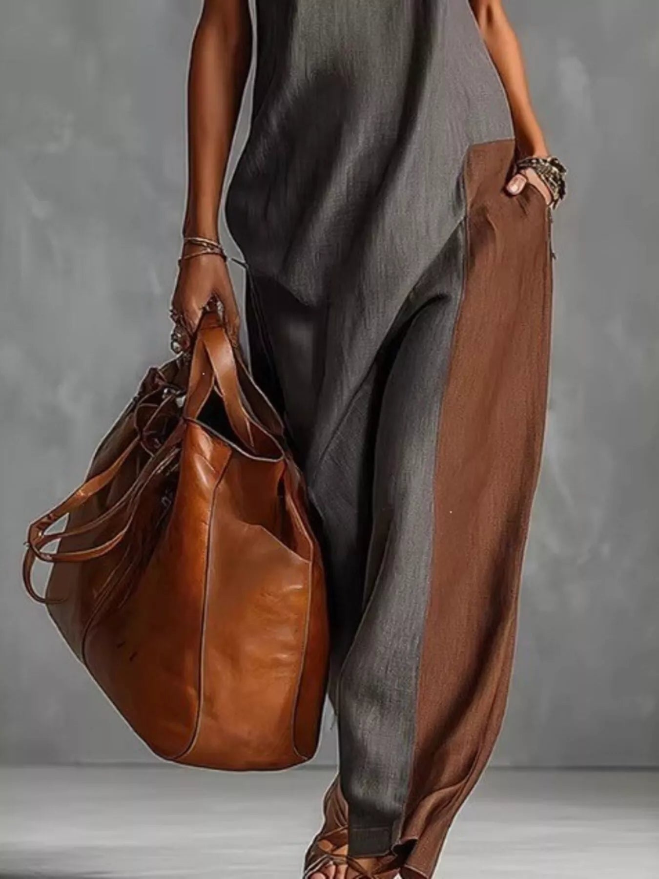 Women's Full Size Color Block Mock Neck Sleeveless Maxi Dress Plus Size — Chic and Unique AU