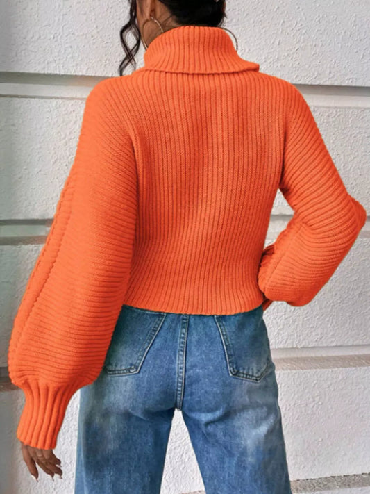Women's Textured Knit Turtleneck Long Sleeve Sweater — women's knitwear Australia