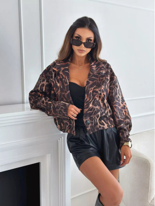 Leopard Print Cropped Blazer — women's blazer Australia
