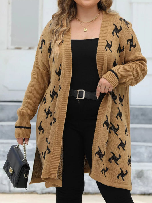 Plus Size Open Front Drop Shoulder Knit Cardigan — women's knit cardigan Australia
