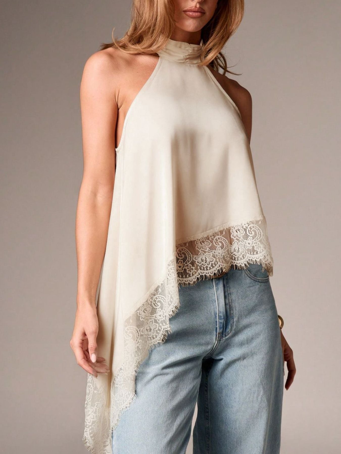 Halter Neck Lace Trim Cami — women's cami Australia