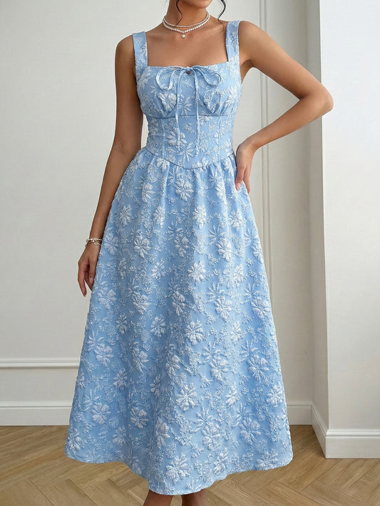Floral Tie-Front A-Line Midi Dress — women's casual dress Australia