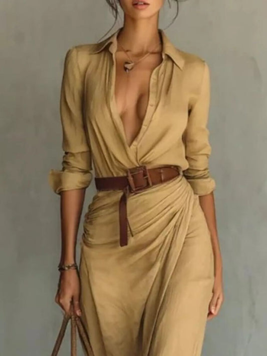 Full Size Ruched Long Sleeve Maxi Dress Plus Size — women's maxi dress Australia