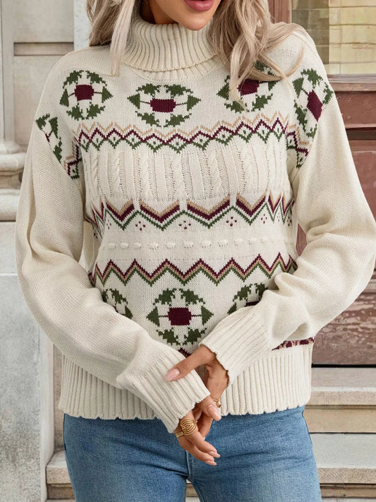 Women's Cable Knit Turtleneck Sweater — women's knit sweater Australia