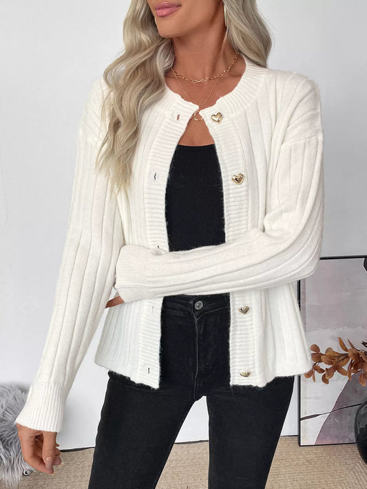 Women's Ribbed Button Up Long Sleeve Cardigan — women's knit cardigan Australia
