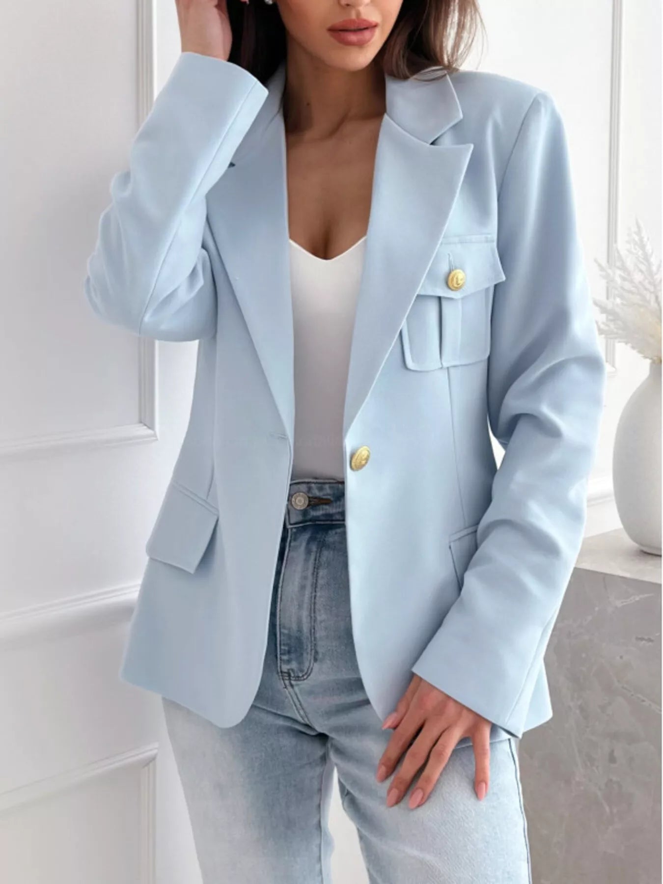 Lapel Collar One Button Blazer — women's blazer Australia