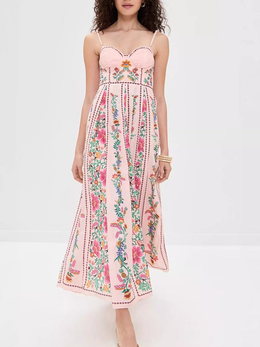 Floral Print Sweetheart Neck Dress — women's casual dress Australia