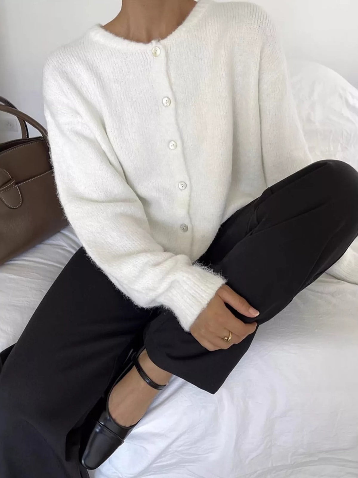 Women's Button Up Long Sleeve Cardigan — women's knitwear Australia