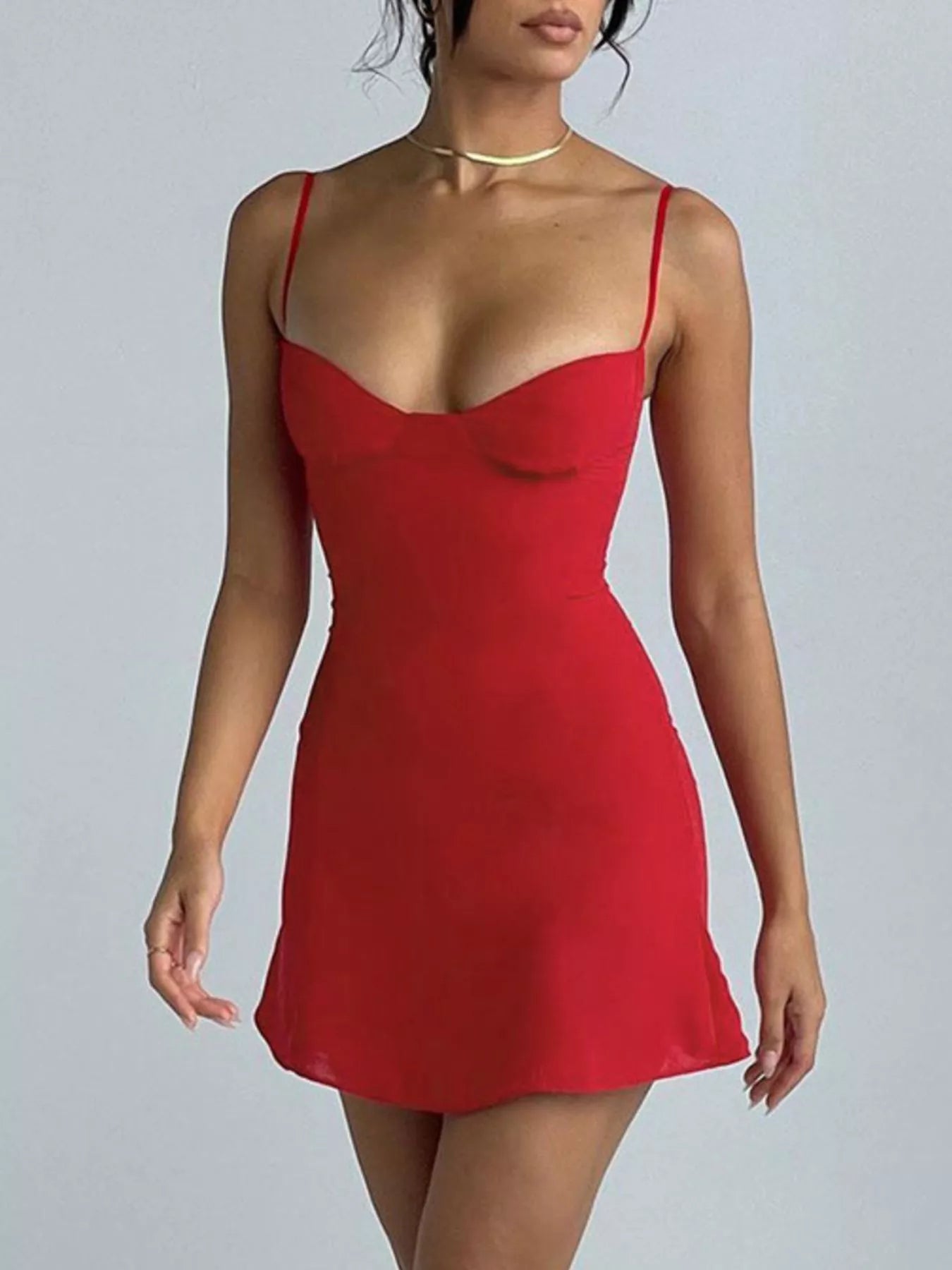 Women's Sweetheart Neck Spaghetti Strap Mini Dress — Chic and Unique AU