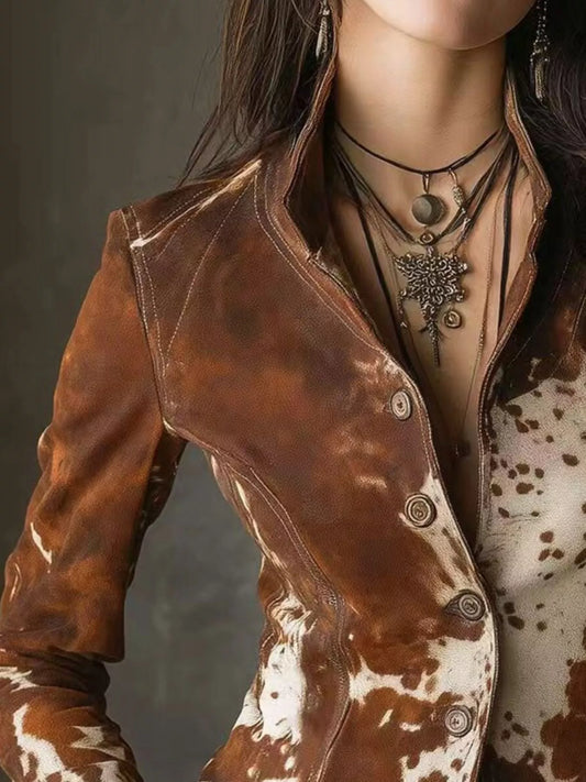 Cow Print Button Up Blazer — women's blazer Australia