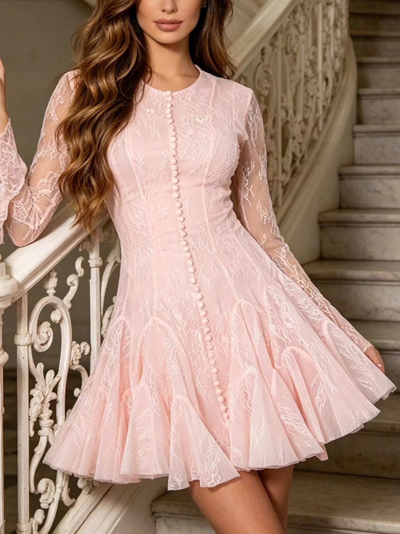 Women's Lace Flare Sleeve Mini Dress — Chic and Unique AU