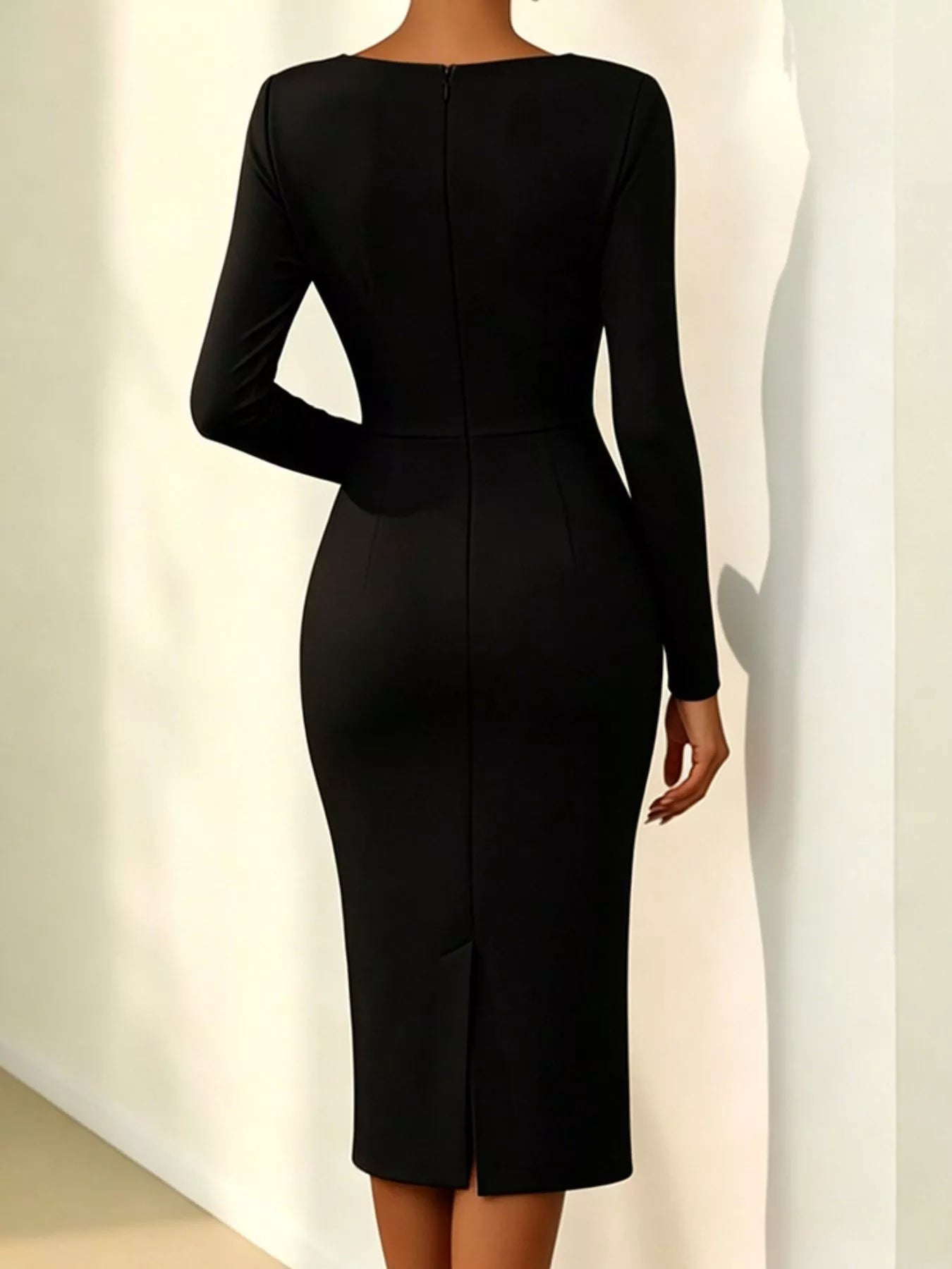 Women's Rose Embellished Asymmetrical Neck Midi Dress — Chic and Unique AU