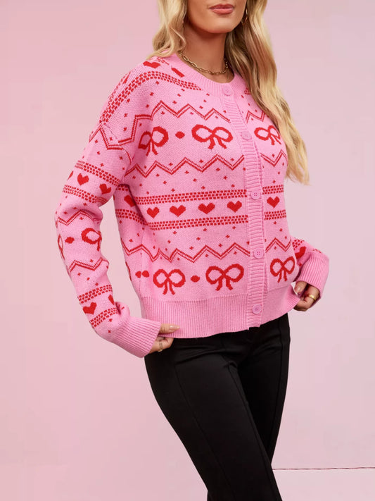 Women's Bowknot Pattern Knit Cardigan — women's knitwear Australia