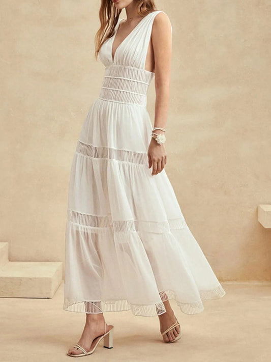 Tiered V-Neck Sleeveless Maxi Dress — women's maxi dress Australia