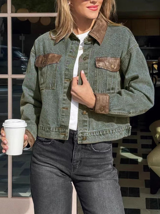 Button Up Chest Pockets Denim Jacket — women's jacket Australia