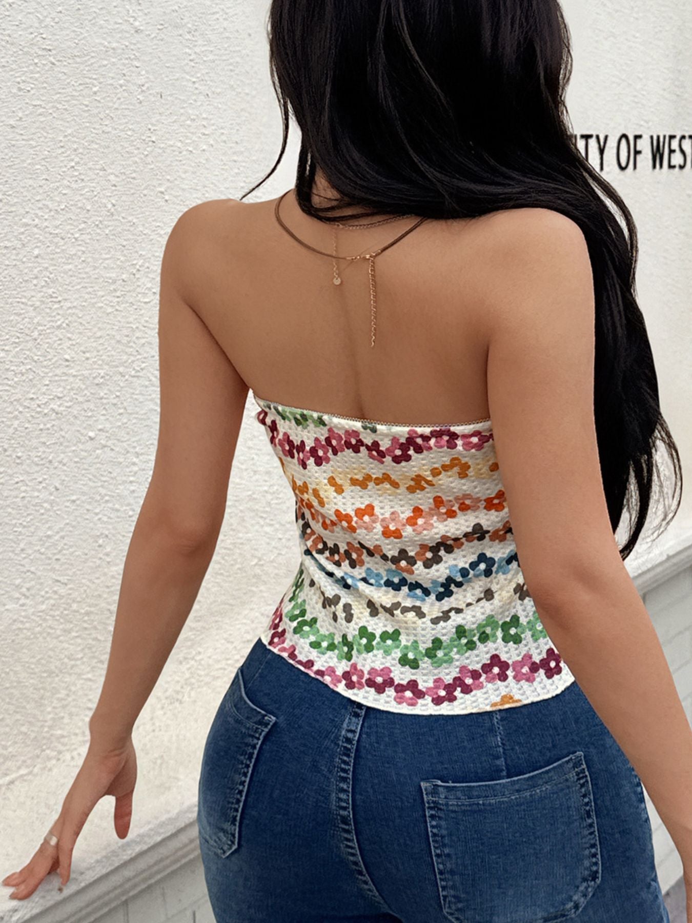 Floral Ruched Tube Top — women's top Australia