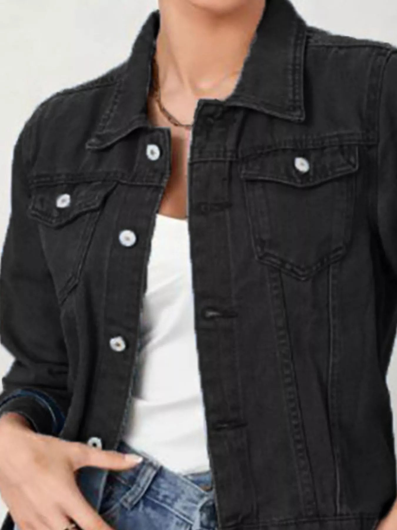 Button Up Long Sleeve Denim Jacket — women's jacket Australia