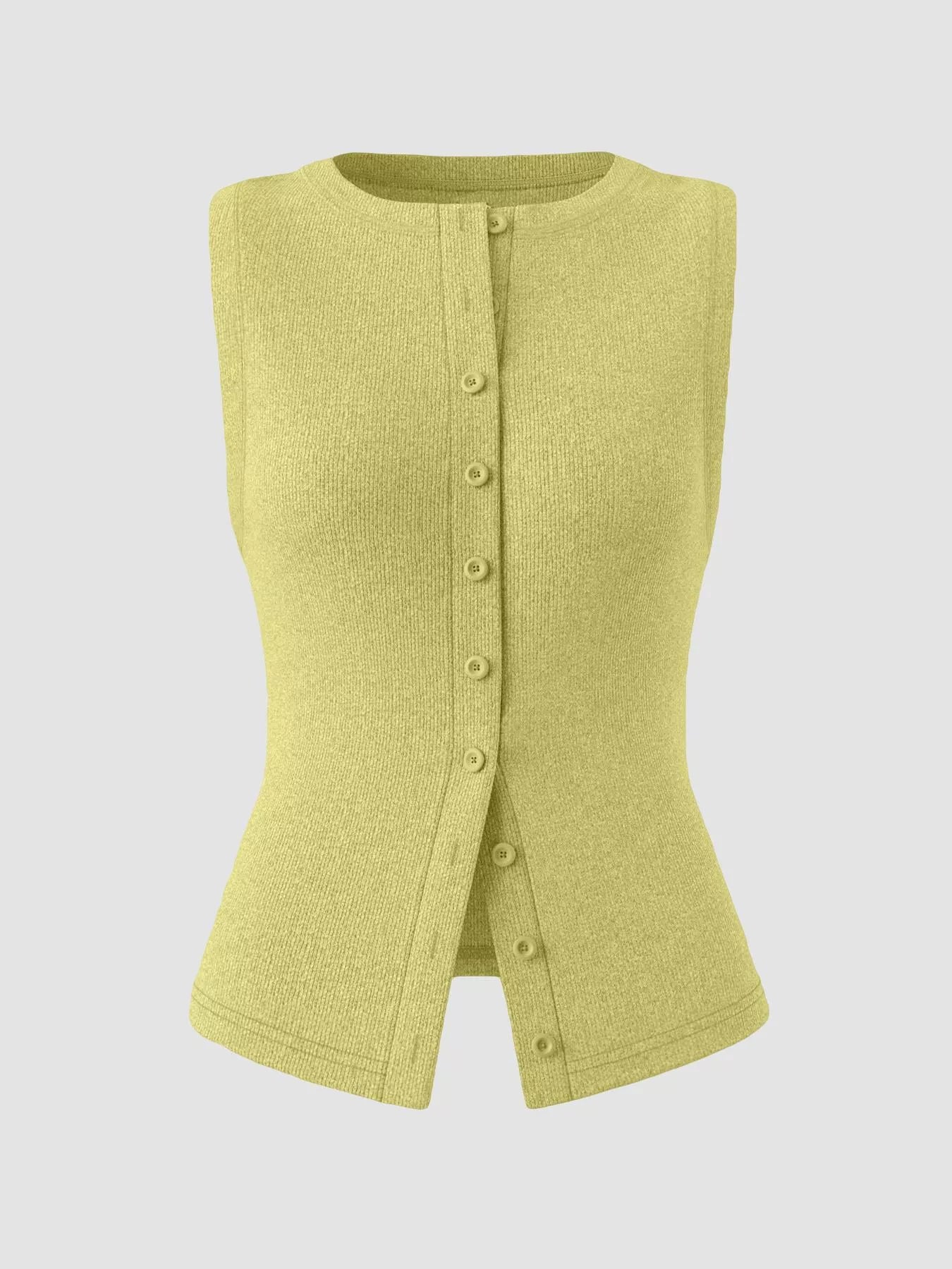 Ribbed Button-Front Sleeveless Tank — women's tank top Australia