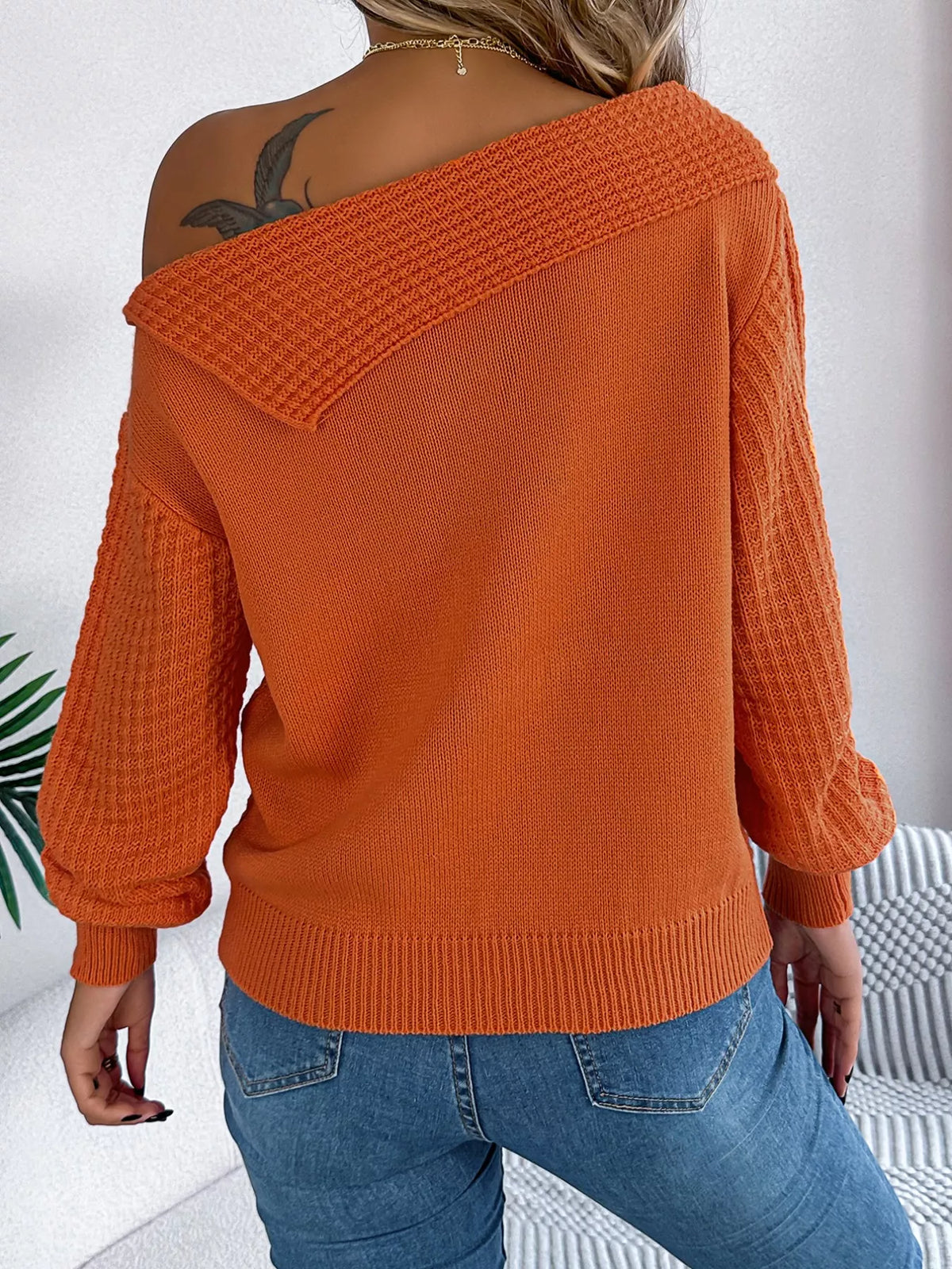 Women's Off-Shoulder Cable Knit Sweater — women's knit sweater Australia