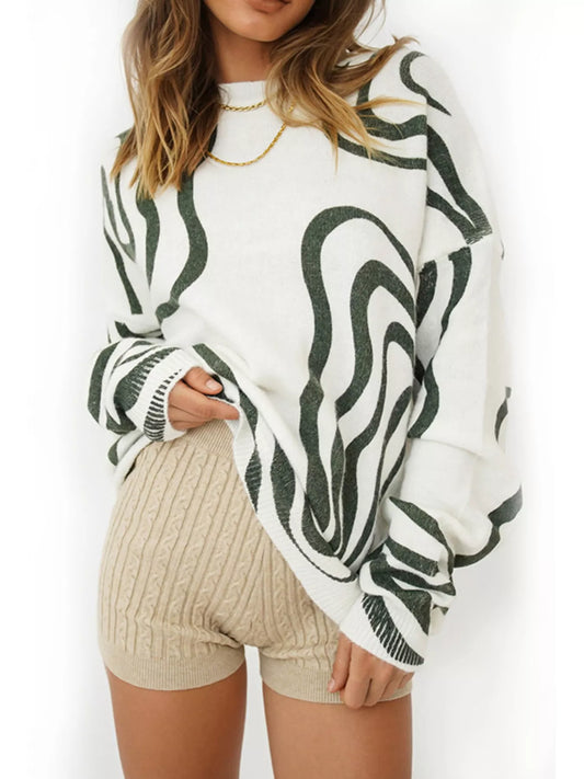 Women's Wave Pattern Oversized Sweater — women's knitwear Australia