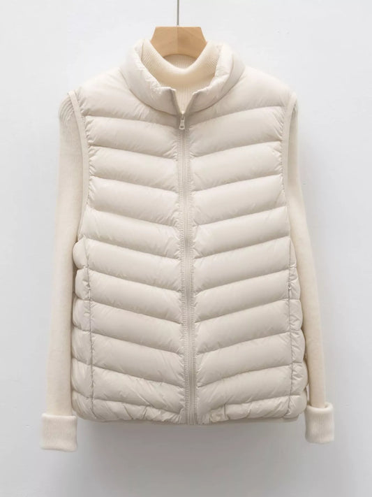 Quilted Zip Up Turtleneck Vest Coat — women's vest Australia