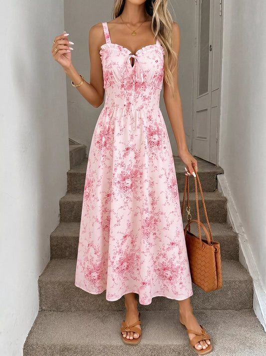Floral Print Frill Trim Cami Dress — women's casual dress Australia