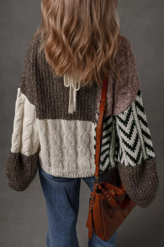 Women's Color Block Cable Knit Sweater — women's knit sweater Australia