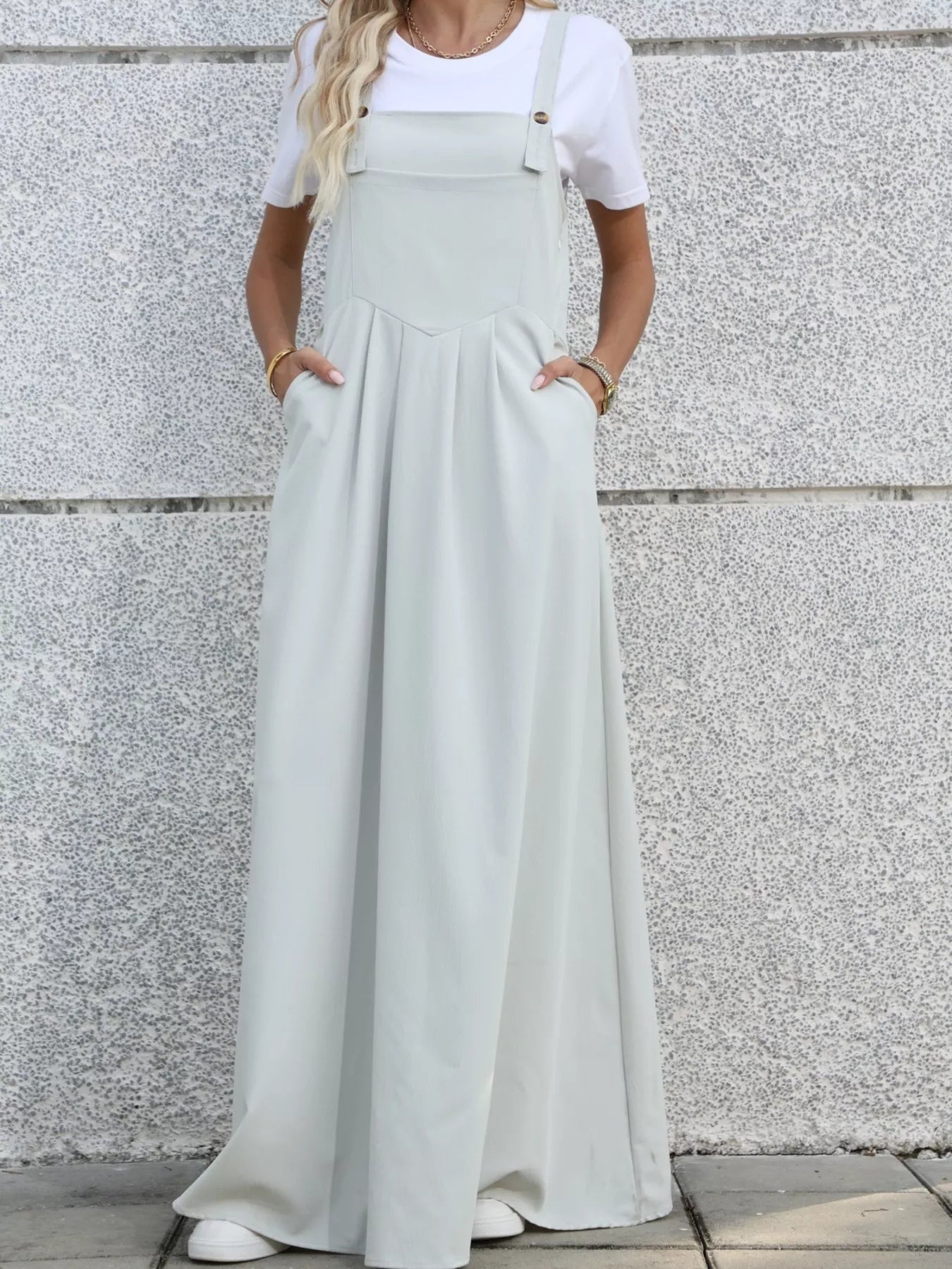 Women's Pleated Detail Overall Dress — Chic and Unique AU