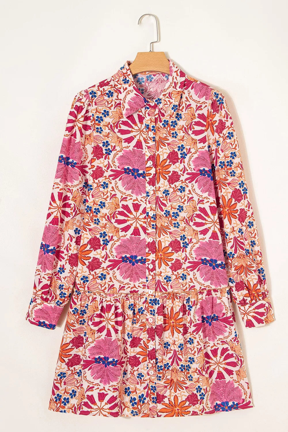 Women's Fall Flower Print Long Sleeve Mini Dress — Chic and Unique AU