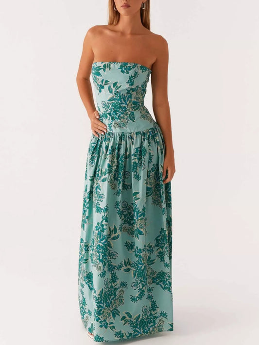 Ruched Printed Tube Maxi Dress — women's casual dress Australia