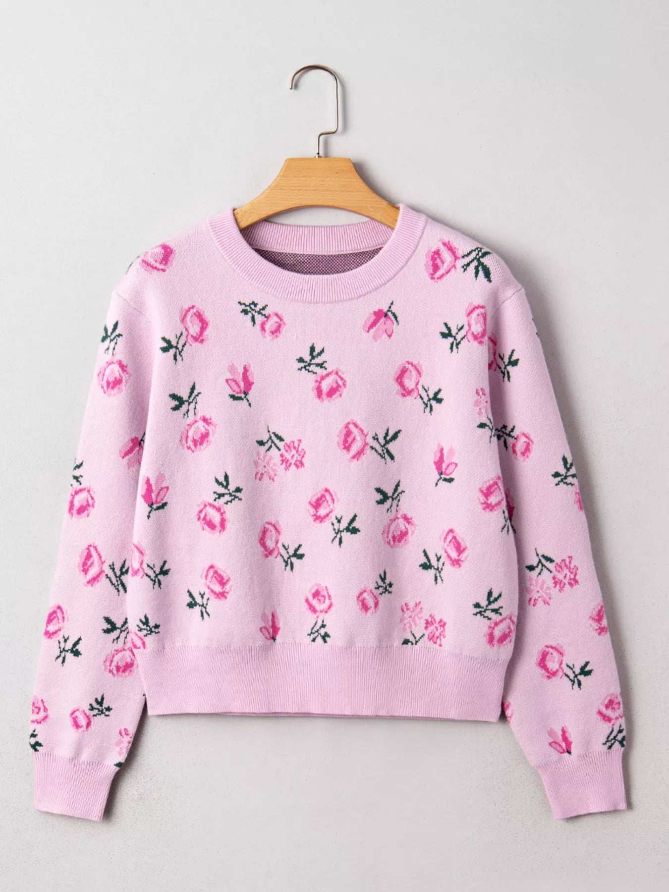 Women's Floral Drop Shoulder Cropped Sweater — women's cropped sweater Australia