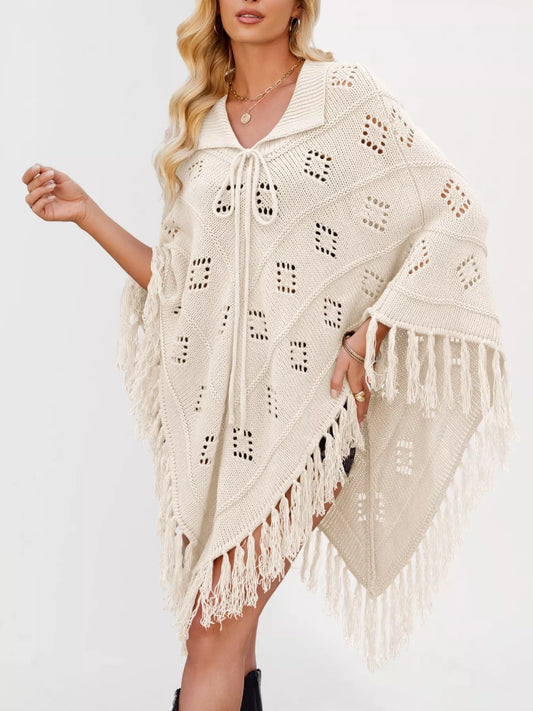 Women's Fringe Openwork Knit Cover Up — women's knitwear Australia