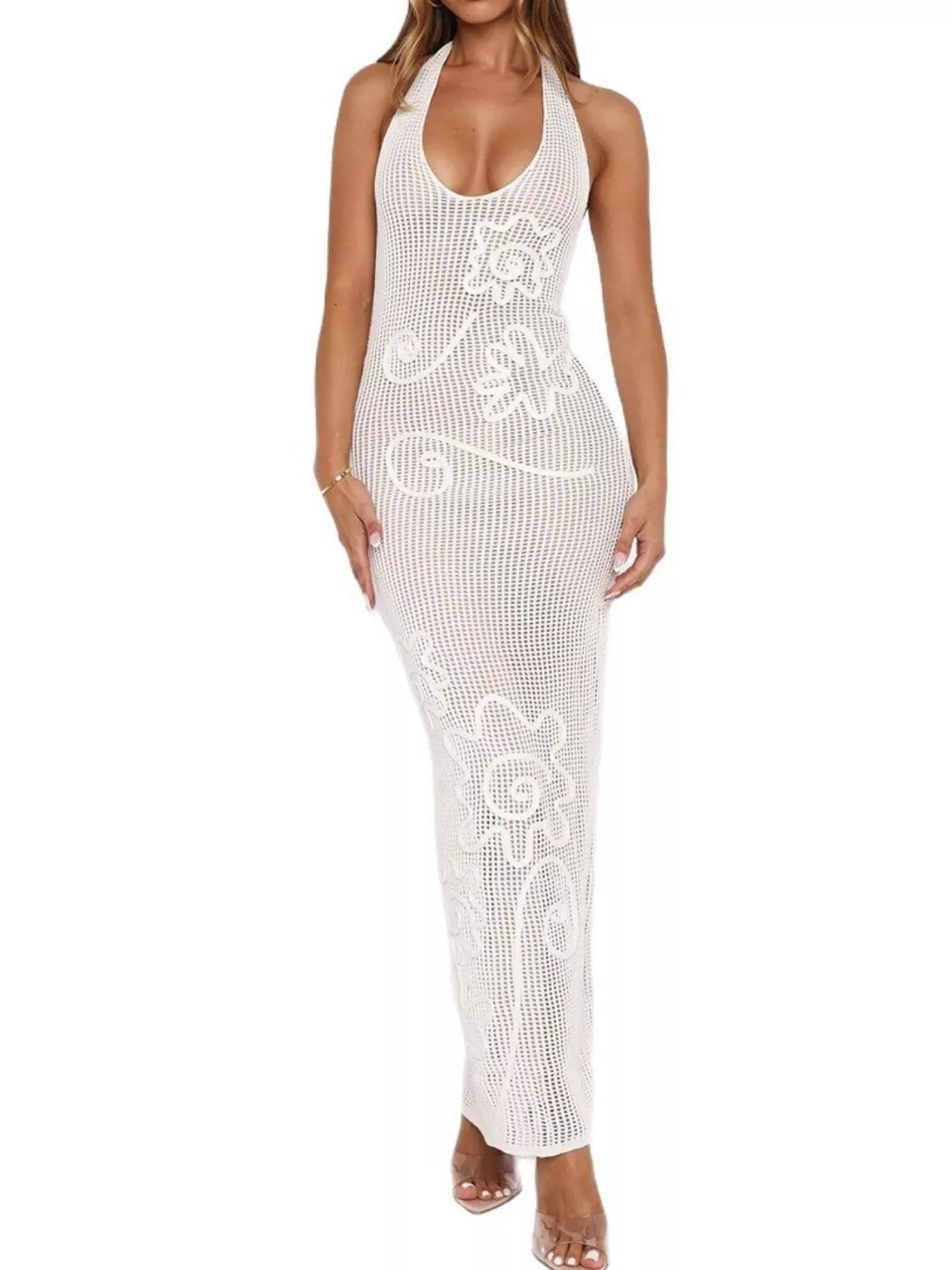 Women's Halter Neck Crochet Maxi Dress — Chic and Unique AU