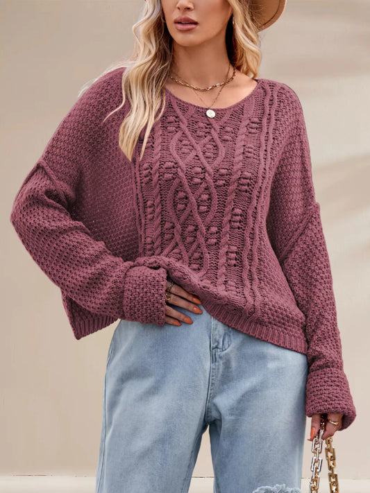 Women's Textured Knit Round Neck Sweater — women's knitwear Australia