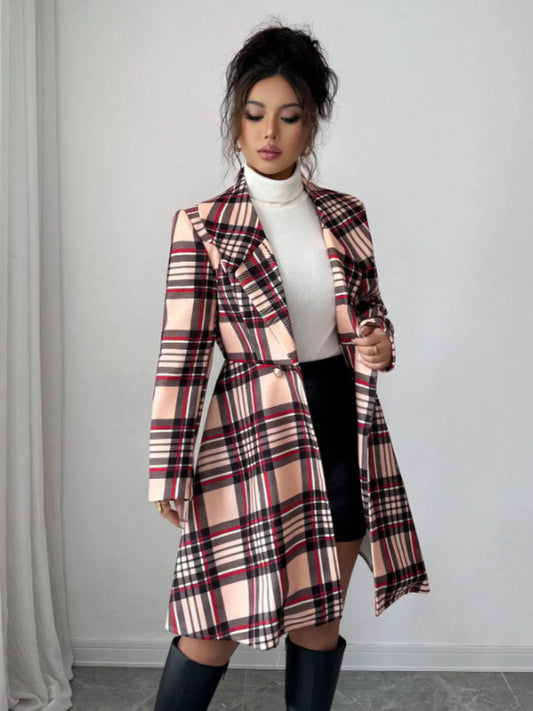 Plaid Button Up Long Sleeve Coat — women's coat Australia
