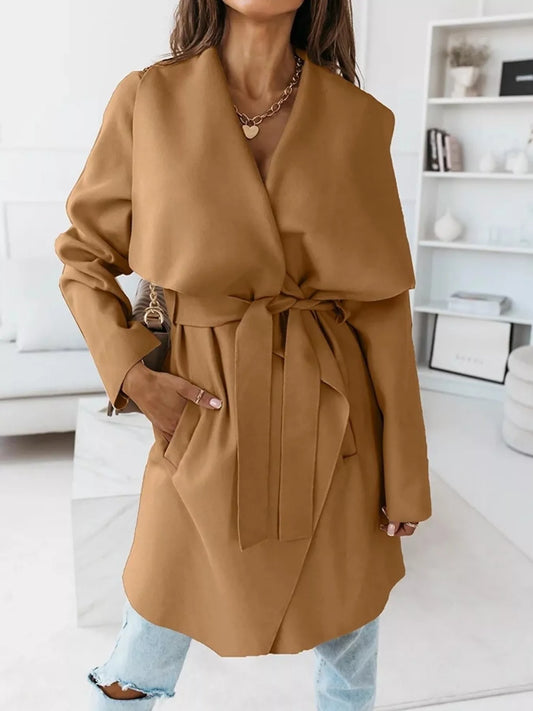 Tie Waist Long Sleeve Outerwear — women's outerwear Australia