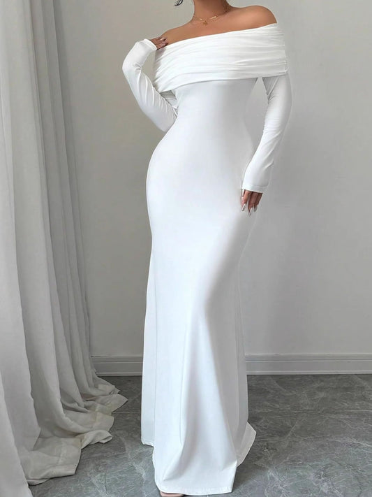 Off-Shoulder Ruched Bodycon Maxi Dress — women's maxi dress Australia