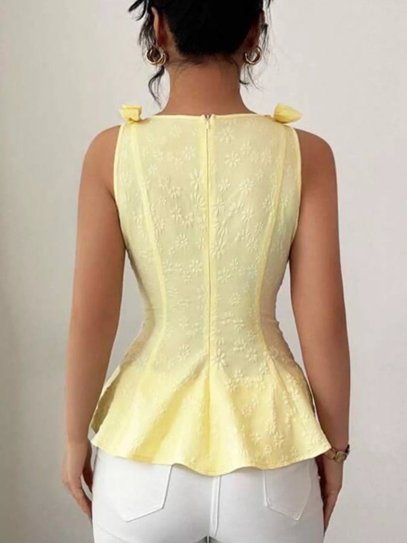 Bow Shoulder Peplum Tank — women's tank top Australia