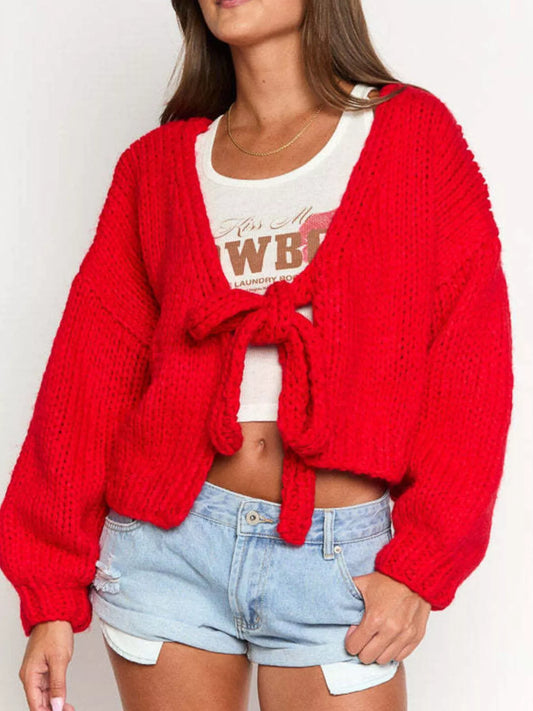 Women's Chunky Knit Tie-Front Cardigan — women's knitwear Australia