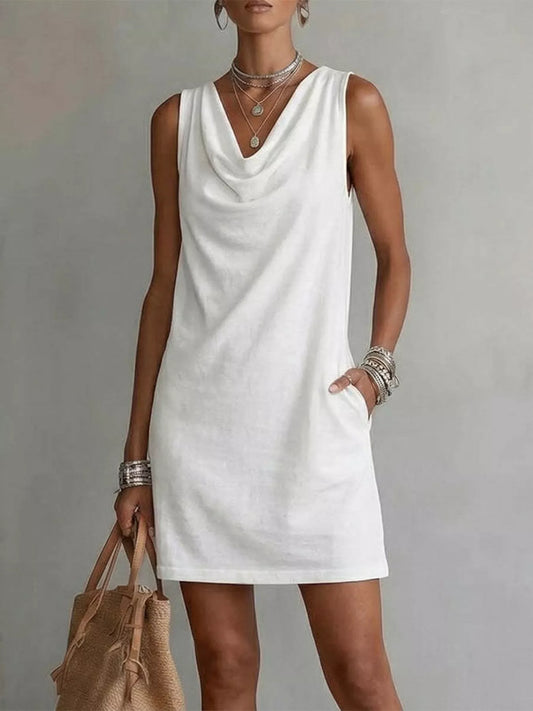 Casual Sleeveless Cowl Neck Mini Dress — women's casual dress Australia