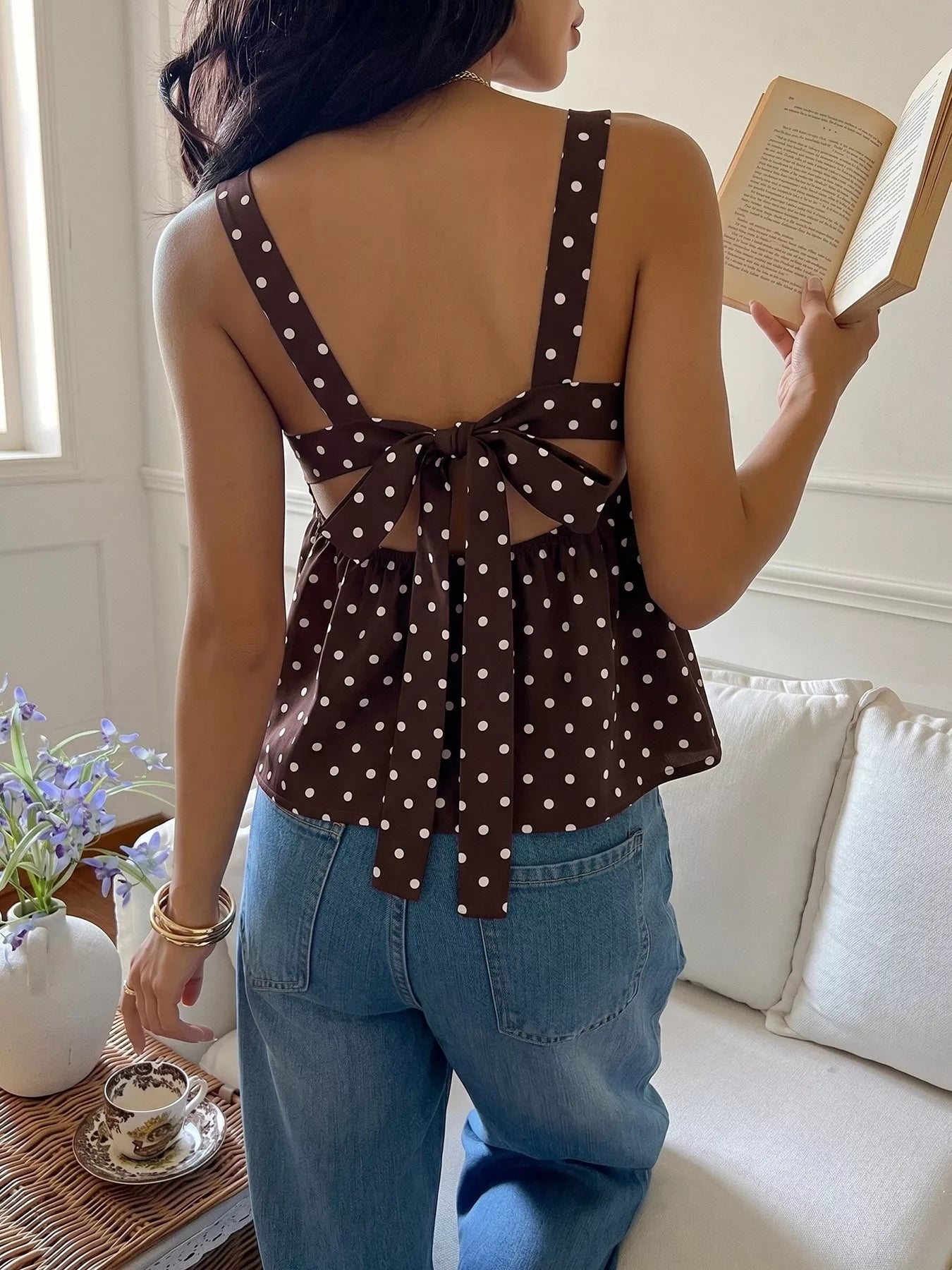 Polka Dot Tie Back Cami — women's cami Australia