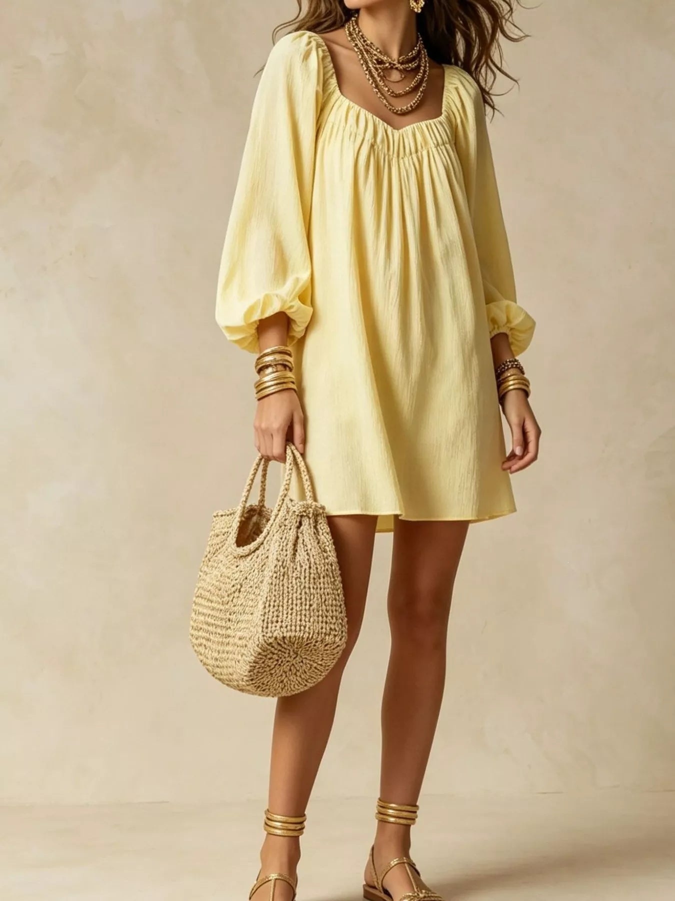Women's Flowy Balloon Sleeve Mini Dress — Chic and Unique AU