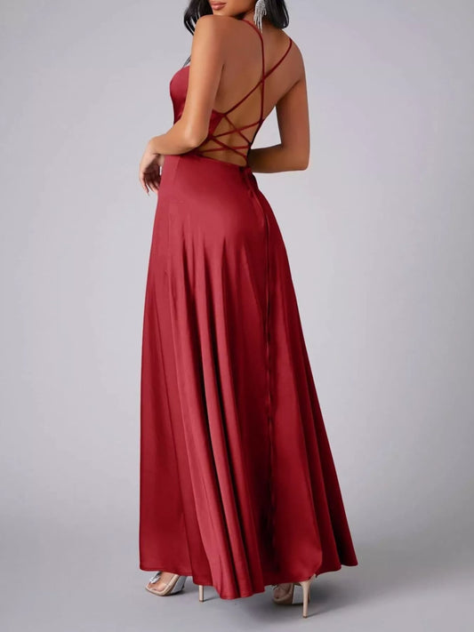 Lace Up Back Split Maxi Dress — women's maxi dress Australia