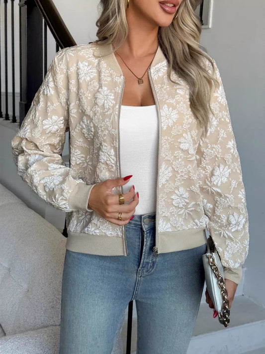 Floral Lightweight Zip Up Jacket — women's jacket Australia