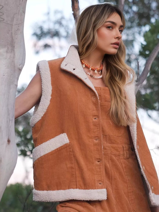 Button Up Sherpa Vest Coat — women's vest Australia