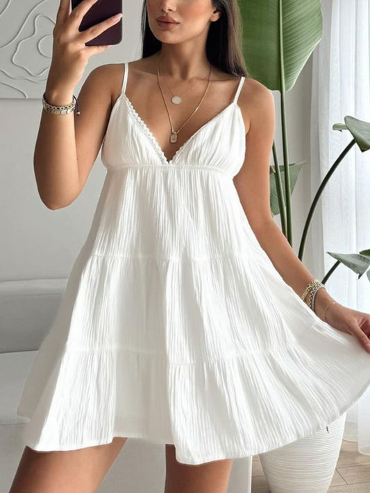 V-Neck Tiered Mini Dress — women's casual dress Australia
